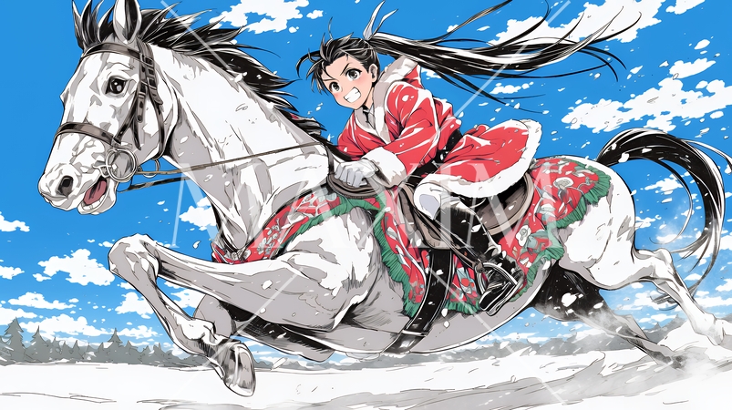 若い女性のサンタクロースが暴走している