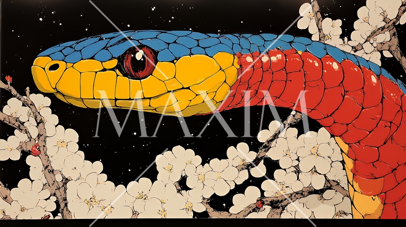 年賀状用のポップなヘビのイラスト