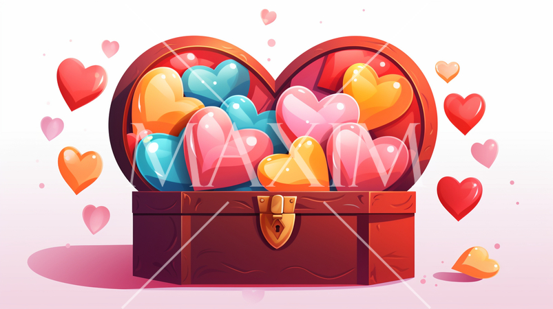 ハートがいっぱいのギフトボックス