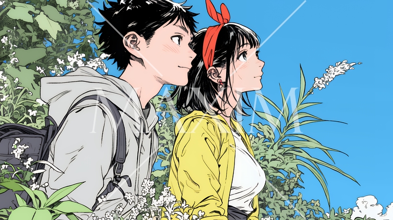 希望に満ちたライフスタイルを過ごす若いカップル：未来を見つめている