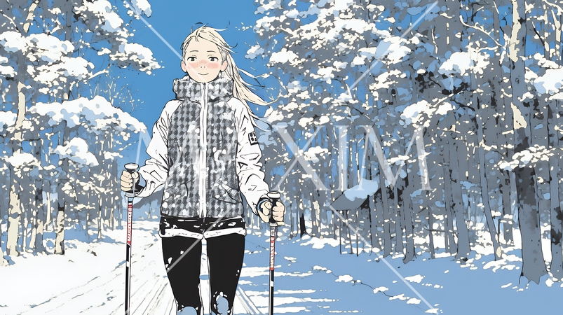 クロスカントリースキーをしている女性