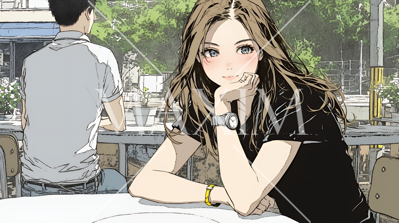 会議で発表している男性に魅了され、新しい恋の予感を抱いた若い女性