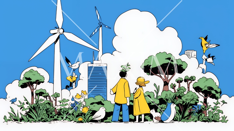 ESG経営とサステナビリティのビジネスコンセプト｜環境・社会・ガバナンスを表す企業向けイラスト