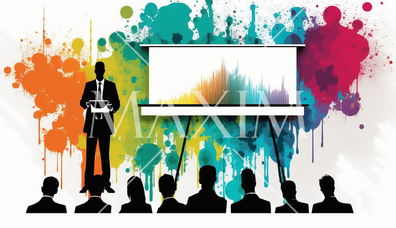 プレゼンテーション：プレゼンテーションを行うビジネスプロフェッショナル。