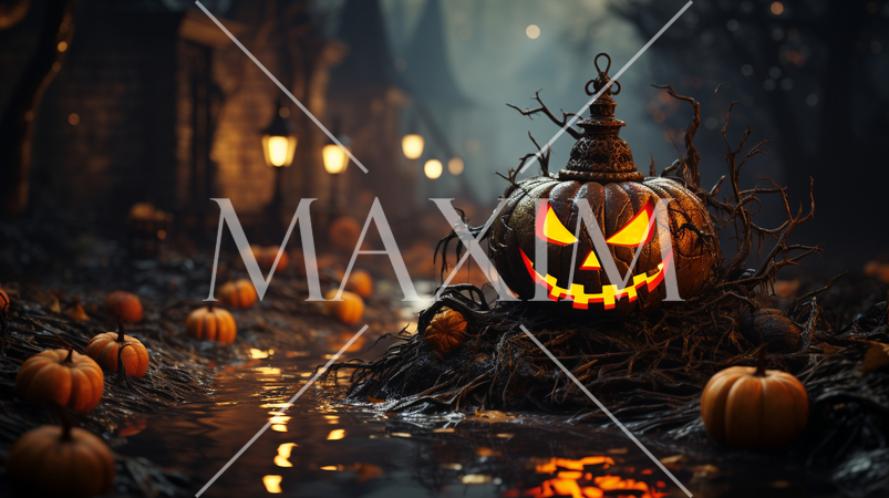 ハッピー・ハロウィンの絵：ちょっと怖いムードの精緻CG