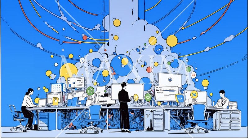 DX・AI・クラウドで進むデジタルトランスフォーメーション｜データネットワークのビジネスコンセプト