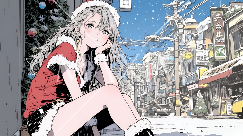 女性のサンタクロース（サンタのコスプレイヤー）