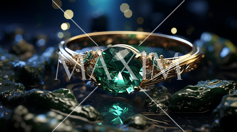 豪華なエメラルドの指輪