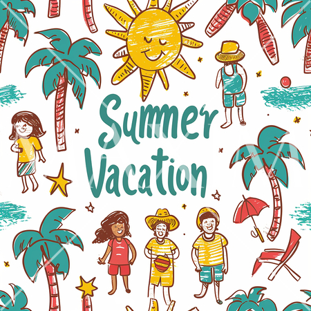 夏休みを題材の連続絵柄