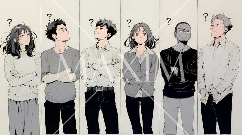 数人のビジネスパーソンが腕組みをして疑問を抱いた顔をしている