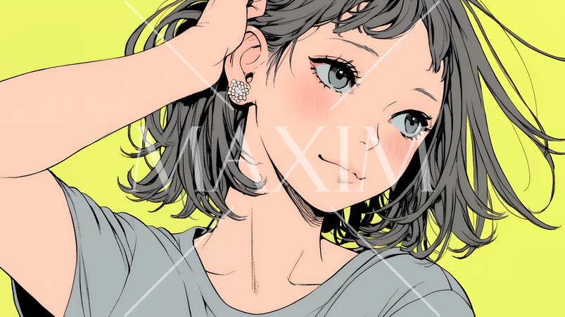 気恥ずかしそうに頭をかき、ごまかすような仕草を見せる若い女性