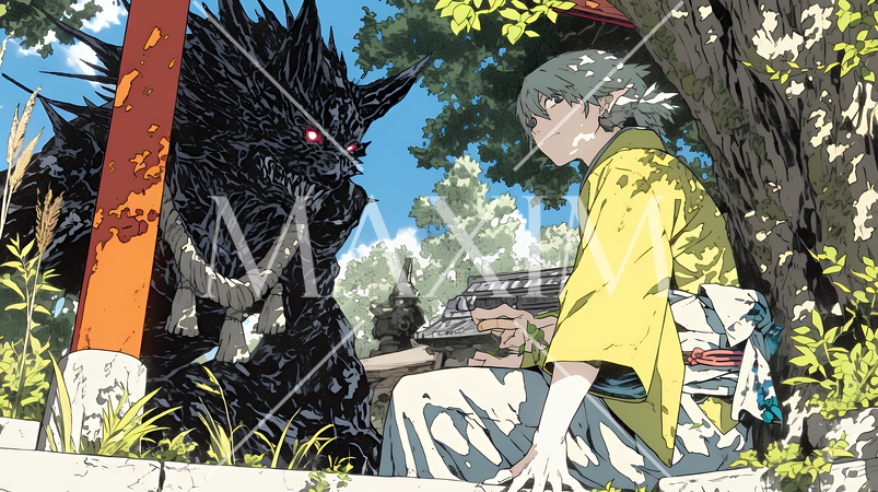 人と怪異が共存する世界｜対立と調和・多様性を象徴するファンタジーコンセプトイメージ