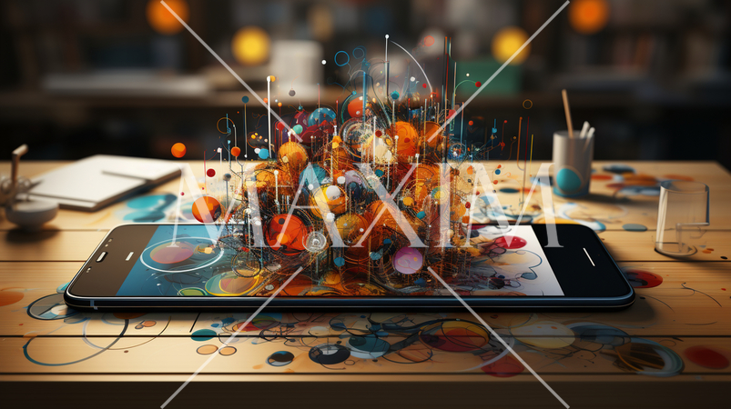 3次元ディスプレイのモバイルデバイスのデモ画面