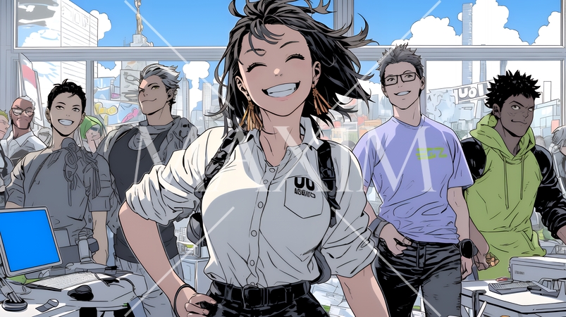 仕事が成功して喜びいっぱいのビジネスパーソン