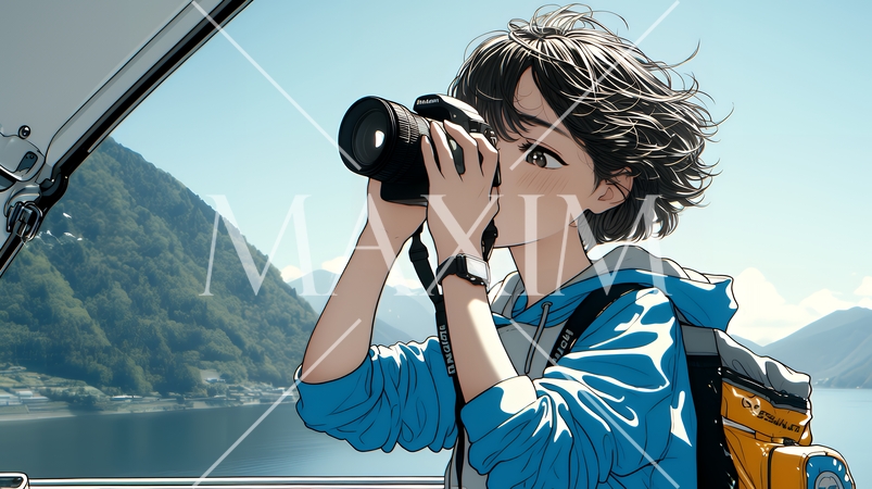 一人で撮影旅行に来ている若い女性