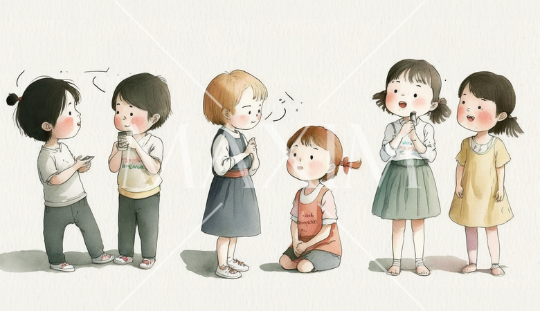 仲良くおしゃべりをしている子供達