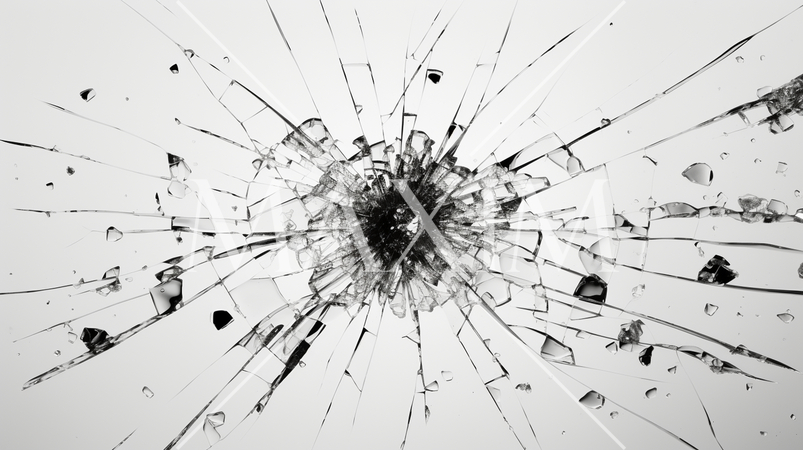 弾痕：ガラスに命中した銃弾の跡