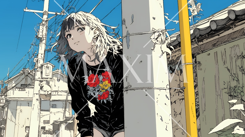 誰かを尾行している女性（ストーカー？）