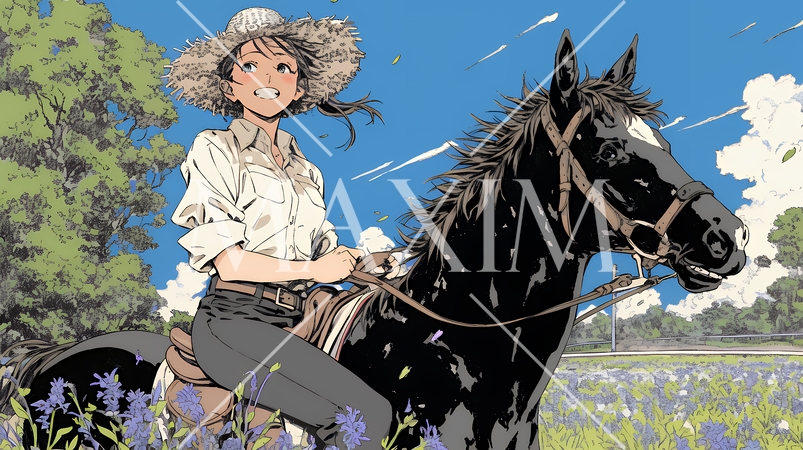 乗馬をしている若い女性