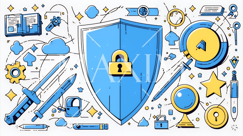 サイバーセキュリティ対策の重要性｜ロックとシールドで守る情報保護のビジネスバナー素材