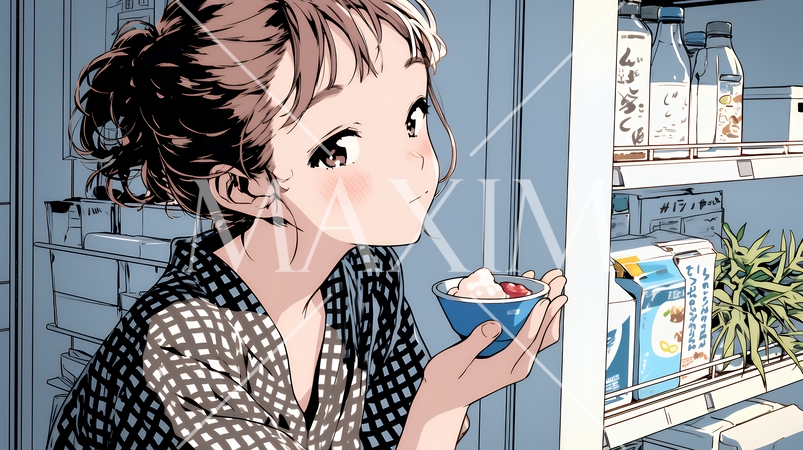 コンビニで新作スイーツを物色中の若い女性