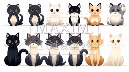 色々な猫のイラストのプリファレンスシート