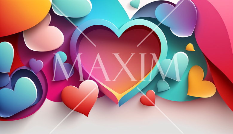 ハートがいっぱいのコピースペースのあるカラフルな背景