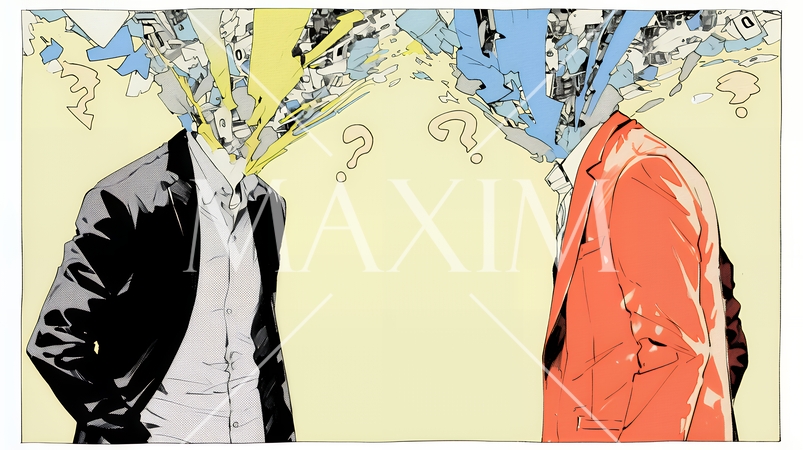 互いに相手の意見を十分に理解できないまま対話を続ける二人のビジネスマン