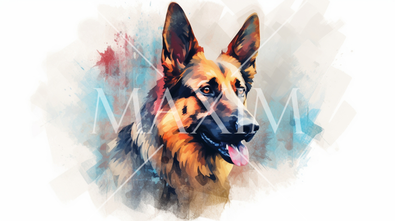 ジャーマン・シェパードの水彩画