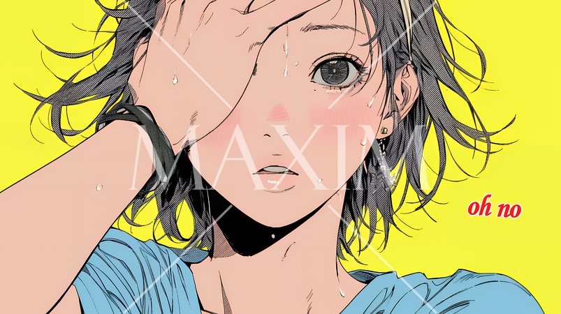 額に手を当てて「困ったな」ポーズをしている若い女性