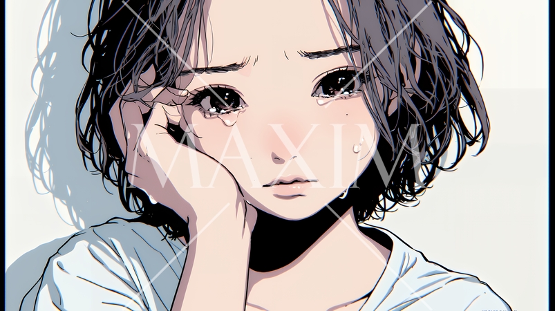 涙ぐむ若い女性