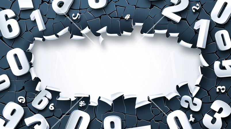 数字アクセントがある濃紺の背景に空いた白いコピースペース