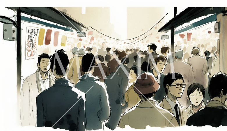 人がたくさん集まって賑わっている商店街：仲見世通り、アメ横