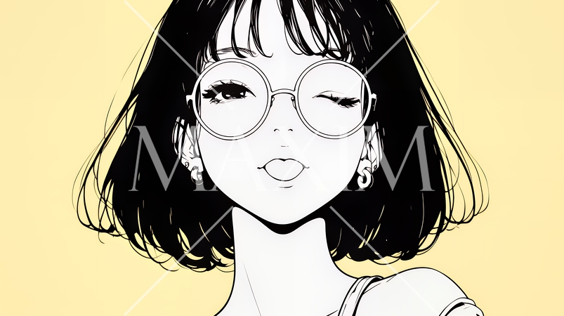 舌を出して陽気におどけている若い女性（シンプルな色使い）