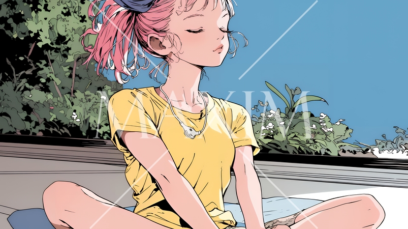 ヨガのクラスに参加している若い女性