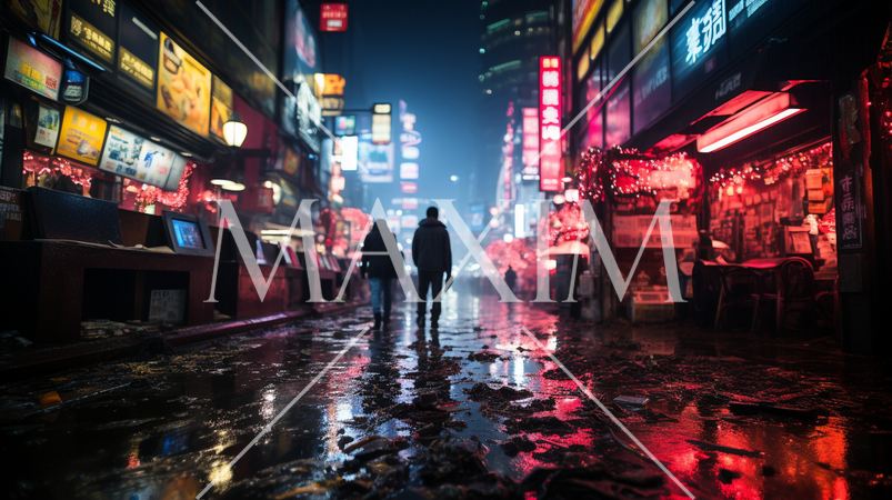 ブレードランナーに登場しそうなサイバーパンクな都市風景