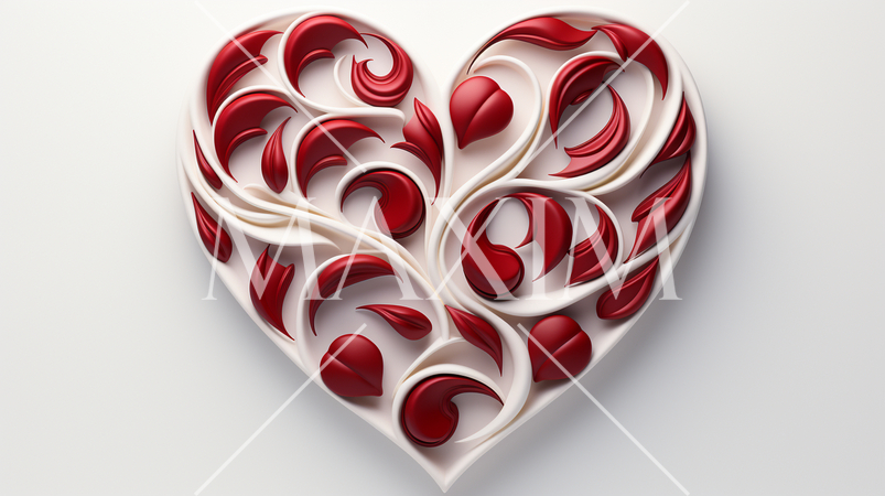 ハートの形の立体（3D）オブジェクトの白背景イラスト