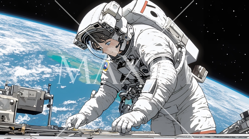 宇宙で活動中の宇宙飛行士