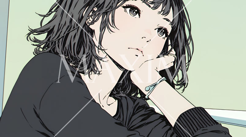 考え事をしている若い女性