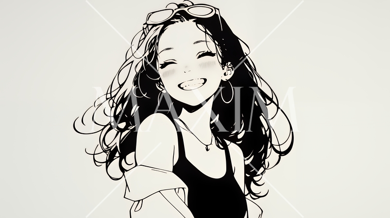 満面の笑みでYesと言っている若い女性（シンプルな色使い）