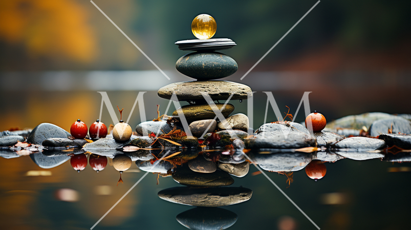 石を積んで作った作ったバランスアート：精緻CG