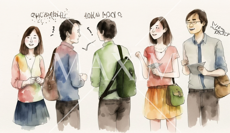 若者達の井戸端会議：談笑している様子