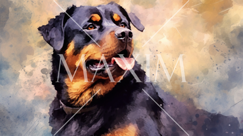 ロットワイラー犬の水彩画