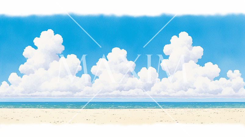 南国の海と白い砂浜と入道雲