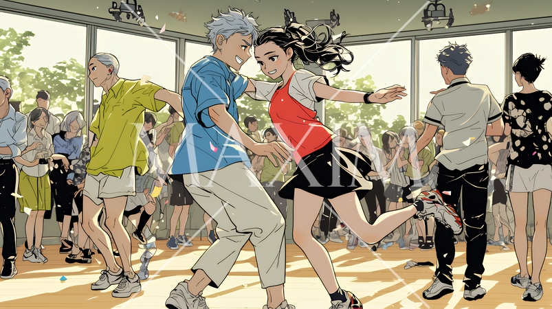 ダンスの練習をしている若者たち