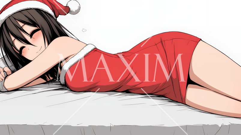 クリスマスファッションの若い女性