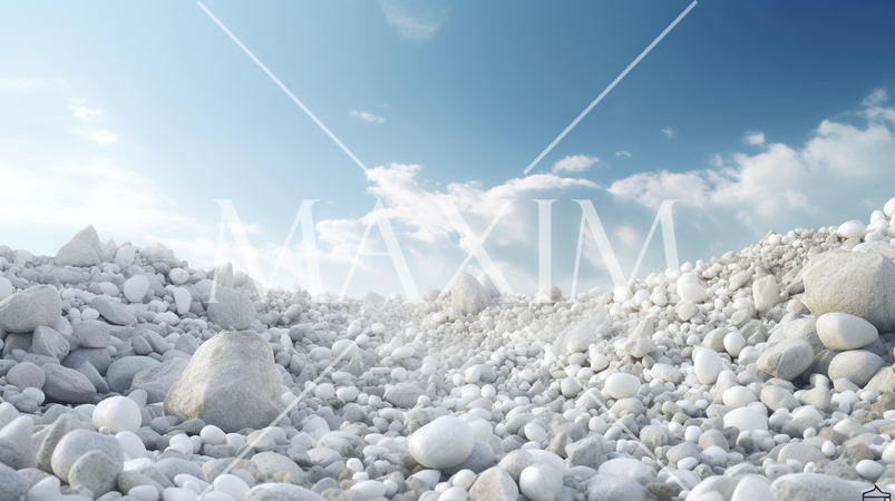 白い石と青空の背景イメージ精緻CG画像