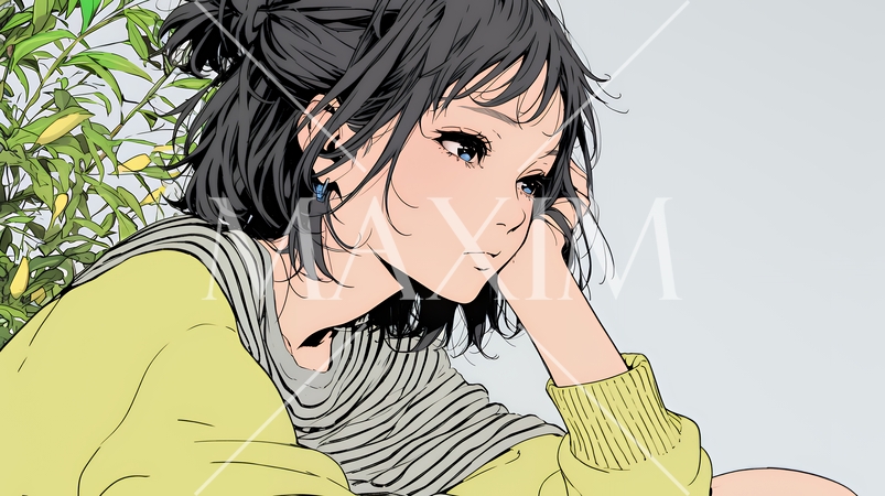 ため息をつく若い女性