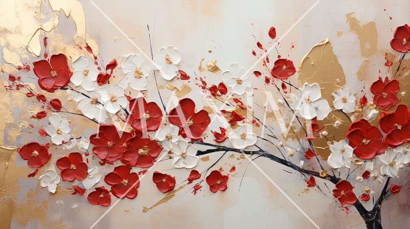 紅梅・白梅：琳派的な表現