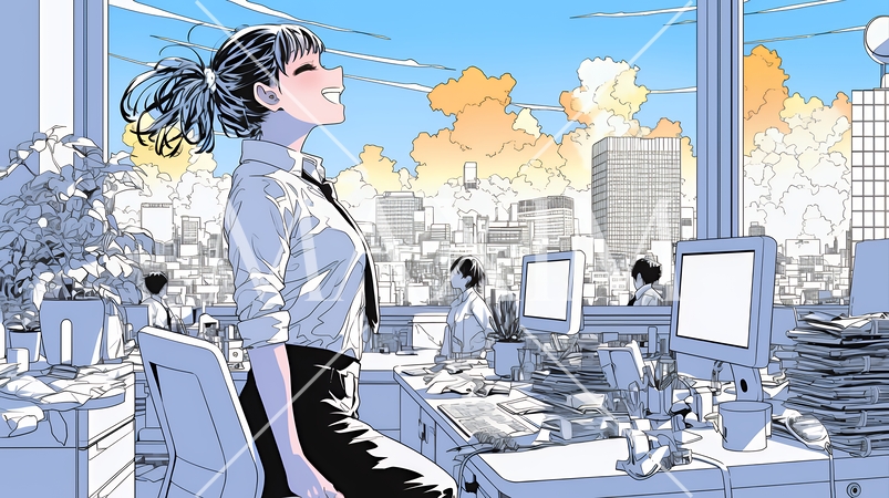 仕事の成功を心から喜んでいるビジネスパーソン